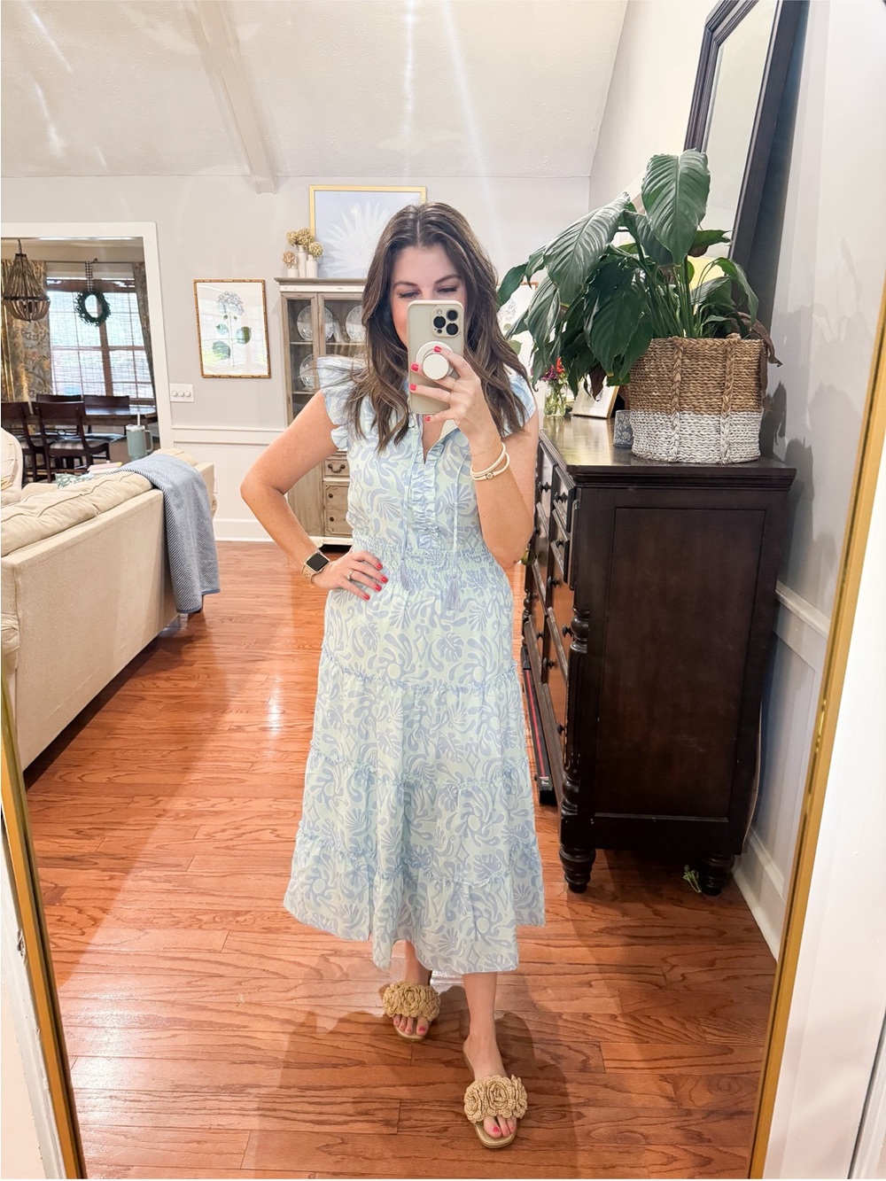 Sail to Sable Light Blue Floral Midi Dress